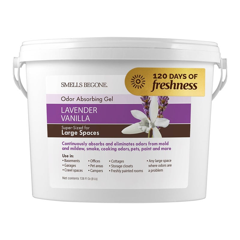 SMELLS BEGONE 1-Gallon Gel Odor Eliminator â€“ High-Capacity, Long-Lasting Absorber for Large Basements, Garages, Workshops & Commercial Areas â€“ Remove Tough Odors with Essential Oils (Lavender Vanilla) - Image 1